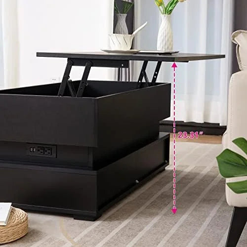 LED Lift Top Coffee Table with Charging Station I87231