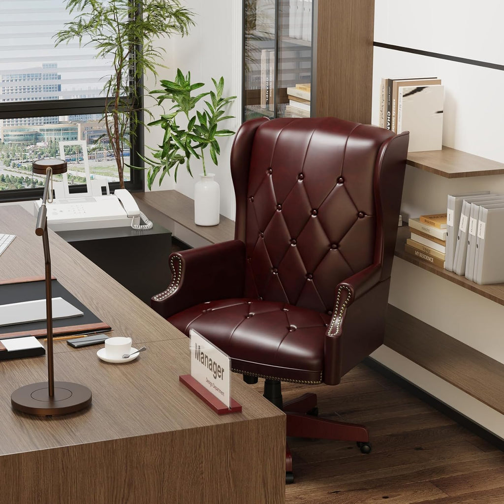 Gray High Back PU Leather Office Chair with Caster Wheels Z5928
