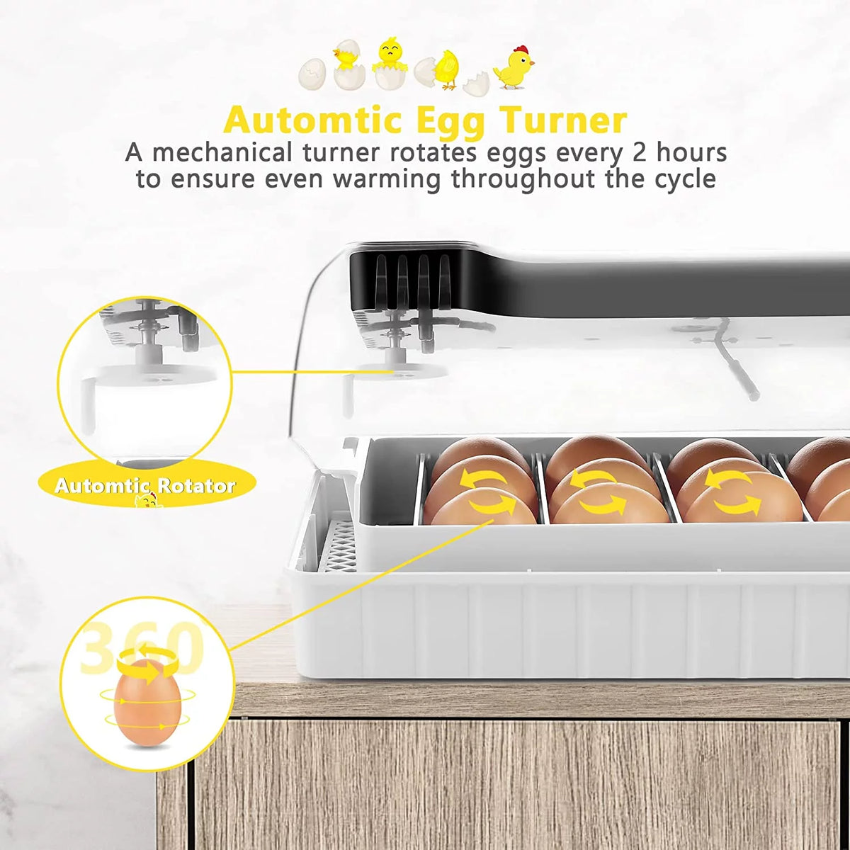 12-24 Eggs Incubator with Automatic Egg Turning and Temperature Control W98065