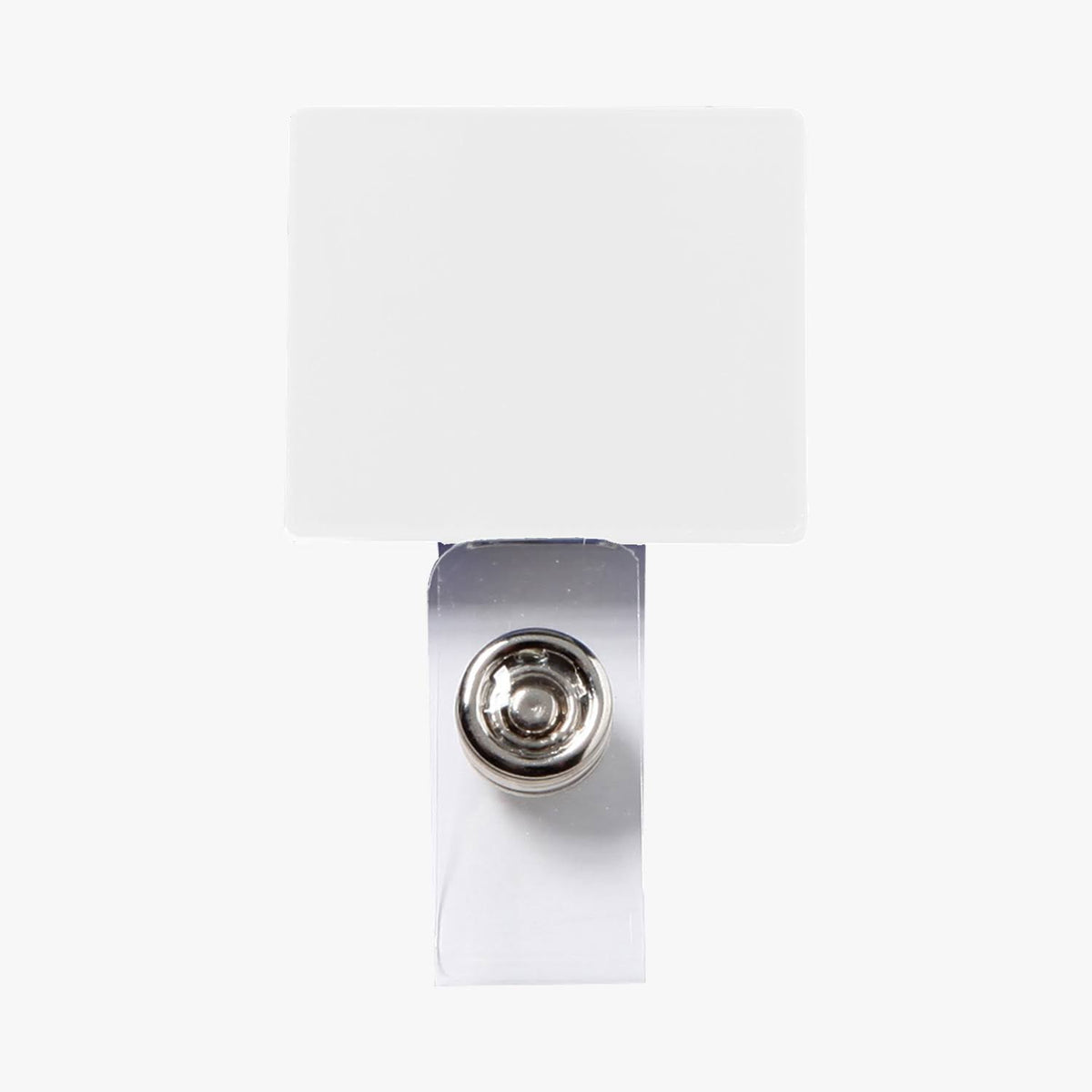 White Square Name Badge Holder Clip with Vinyl Strap D87296