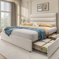 Queen Size Velvet Upholstered Bed Frame with Storage Drawers O26018