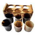 Viking Beer Wine Drinking Horn Glass Set Of 6 With Wooden Stand T68992