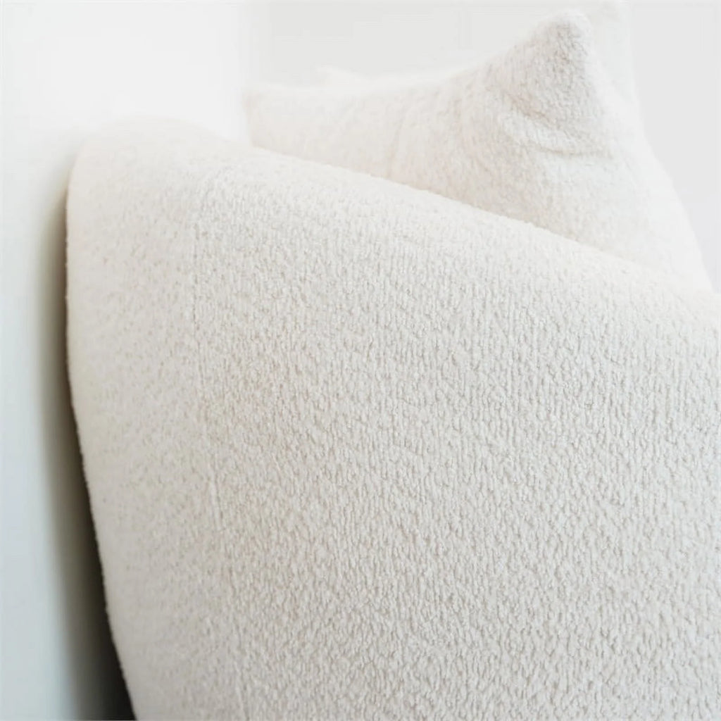 Cream Boucle Fabric Tight Back Couch F72701