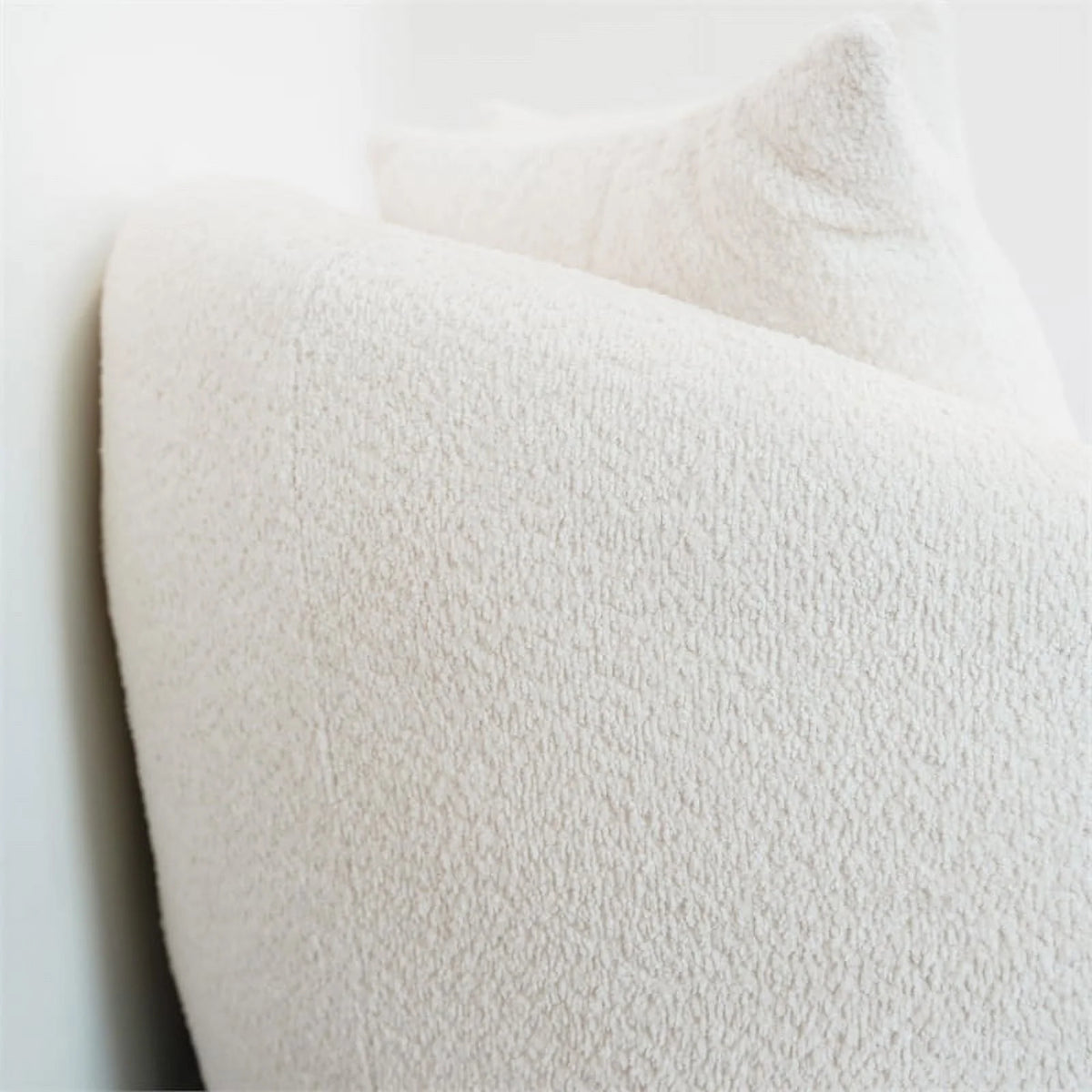 Cream Boucle Fabric Tight Back Couch F72701