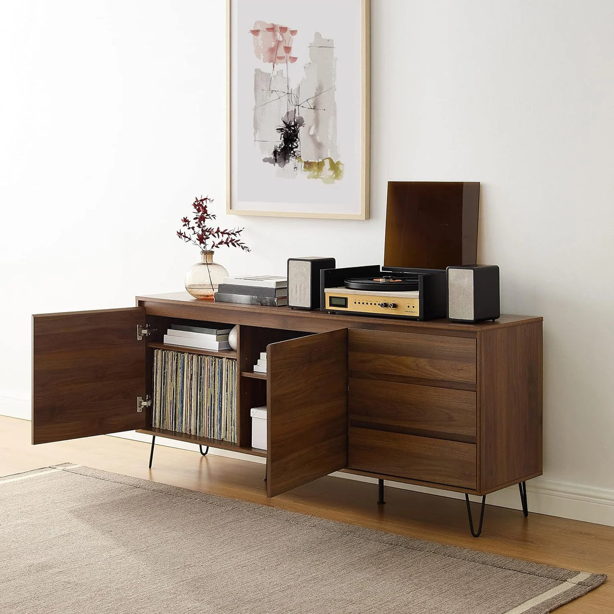 Brown Oak Record Storage Sideboard C8095