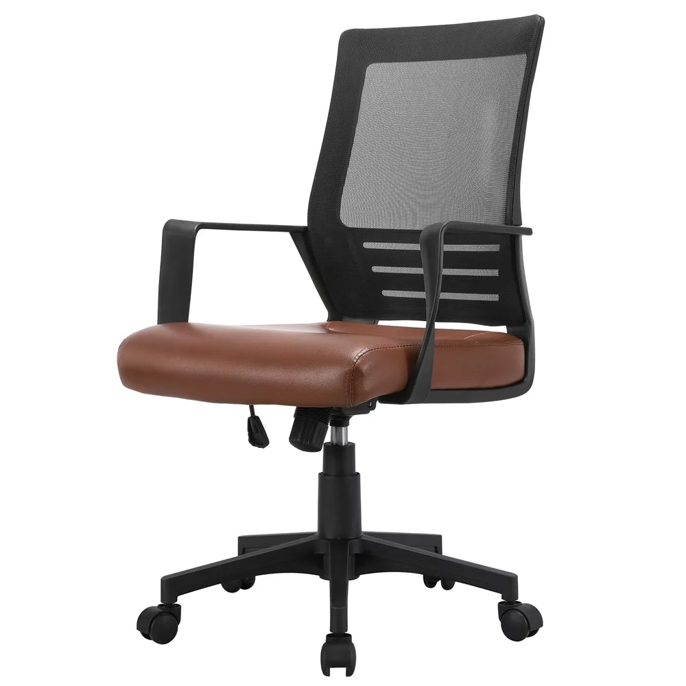 Brown Faux Leather Office Chair Set of 2 R6008