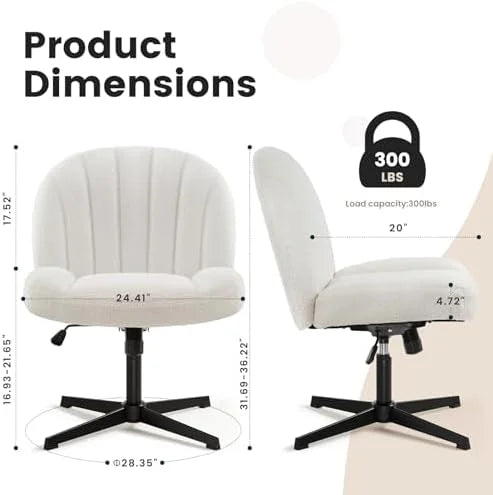 Armless Ergonomic Fabric Padded Wide Seat Desk Chair H71896