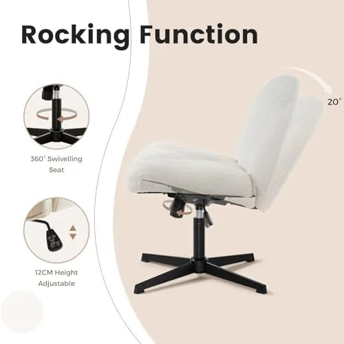 Armless Ergonomic Fabric Padded Wide Seat Desk Chair H71896