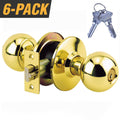 Brass Grade 2 Entry Door Knob with 12 Keys (6-Pack, Keyed Alike) S50196