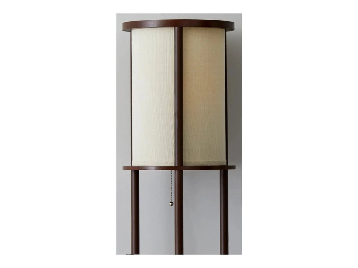 Round Shelf Floor Lamp with Walnut Wood Veneer E3701