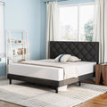 Queen Size Platform Bed with Wingback Headboard K238
