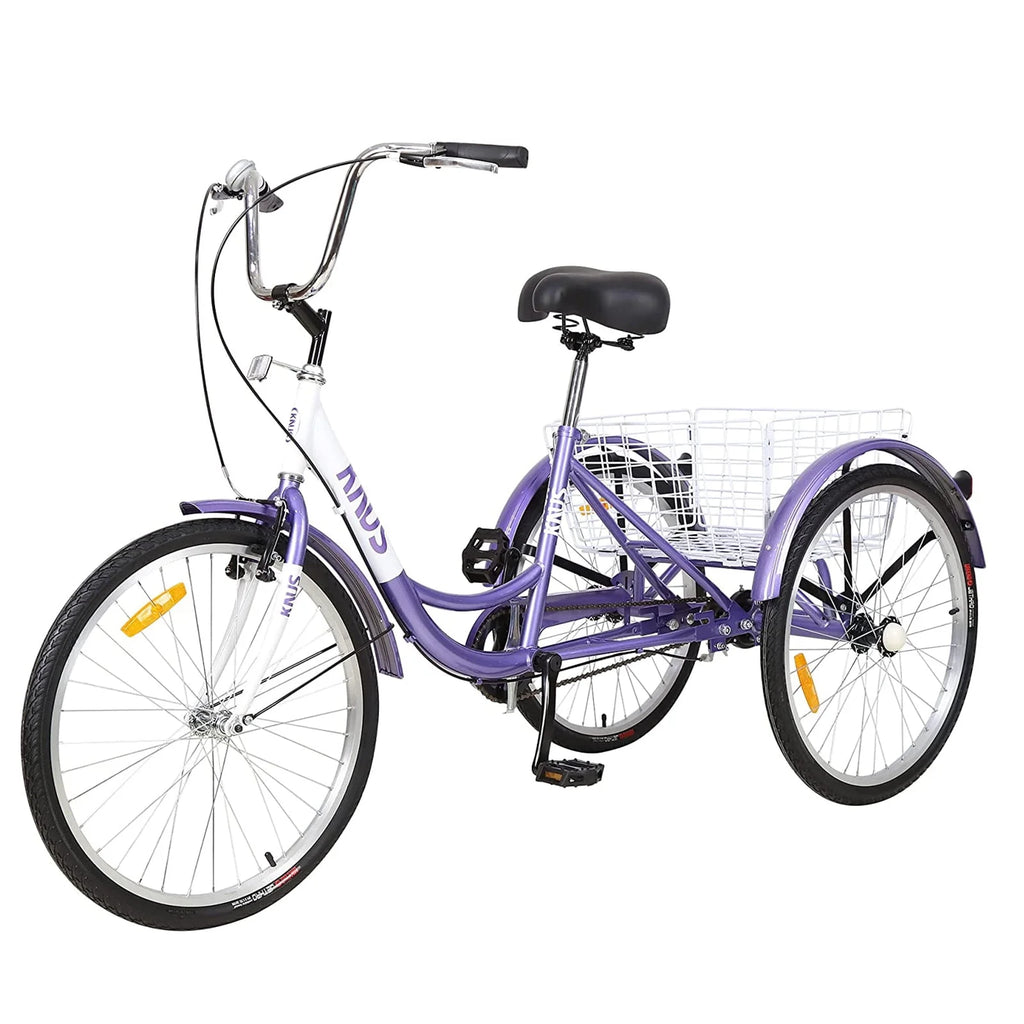 26 Inch Single Speed Adult Tricycle with Shopping Basket W453
