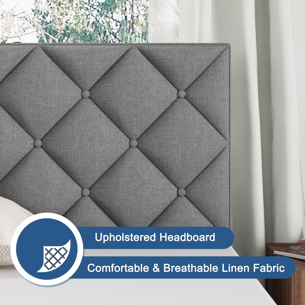 Queen Size Platform Bed with Wingback Headboard K238