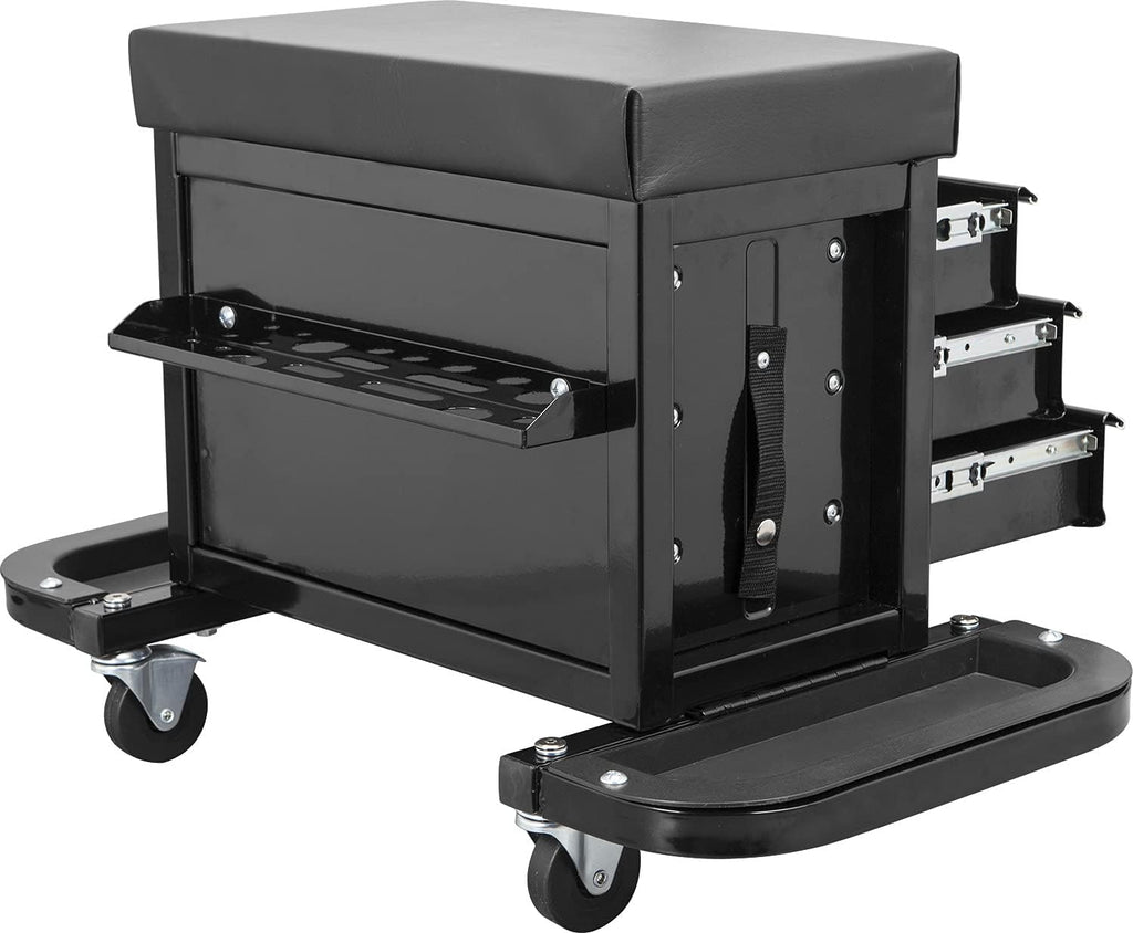 Black 3 Drawer Rolling Garage Tool Storage Chest and Seat U869102