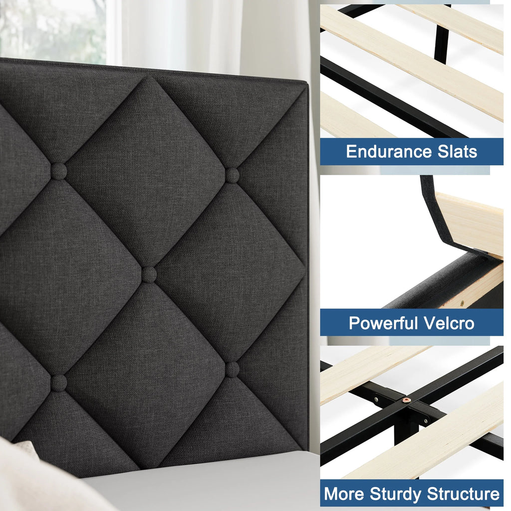 Queen Size Platform Bed with Wingback Headboard K238