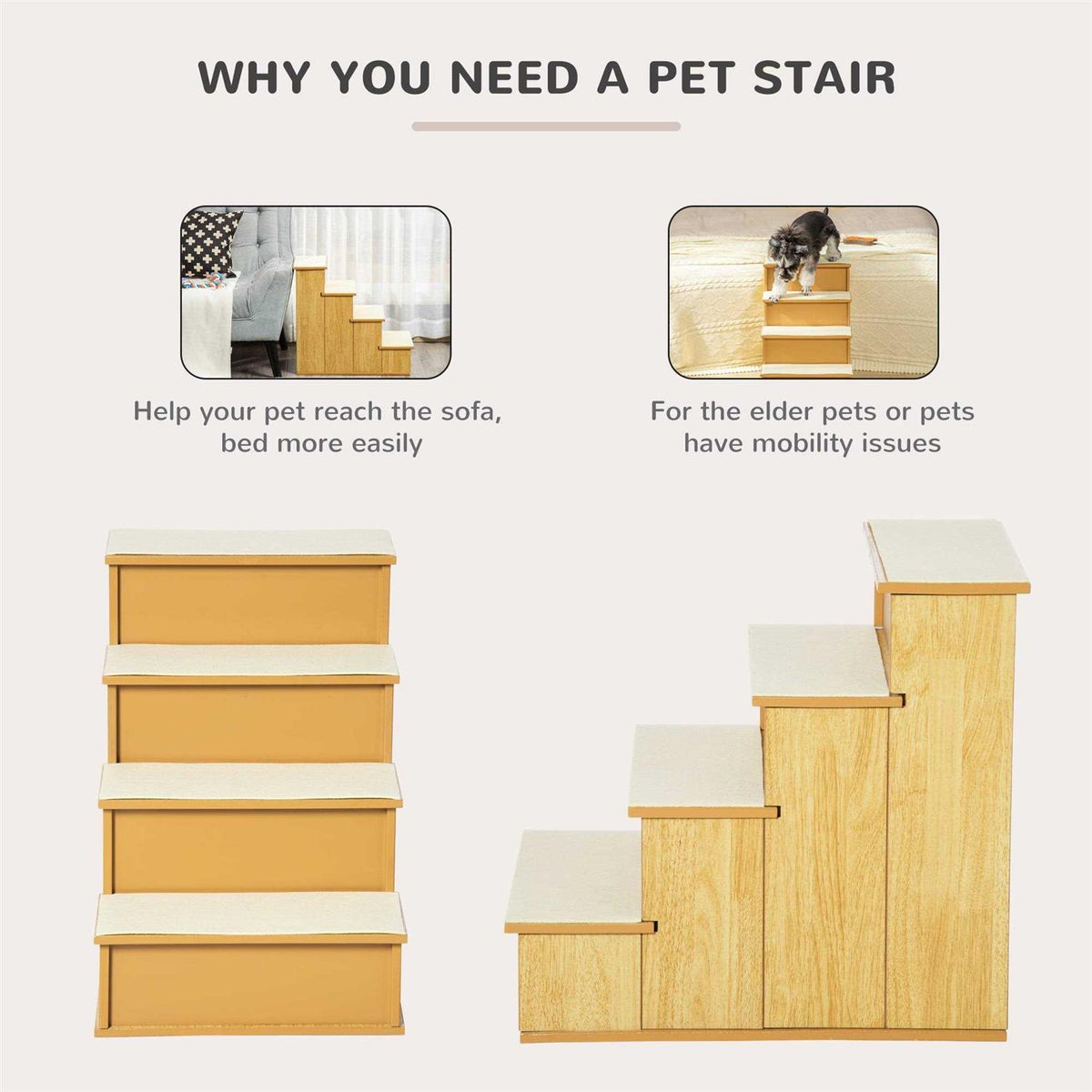 Small Pet Steps with Cushioned Removable Covering R2134