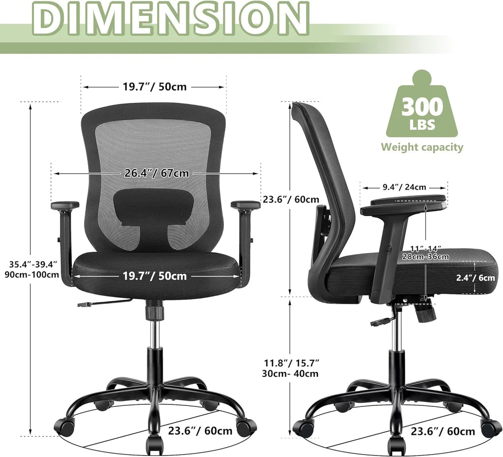 Black Ergonomic Mesh Office Chair with Lumbar Support I115