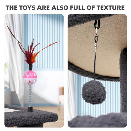 Grey Cat Tree with Cat Condo and Hammock C4401