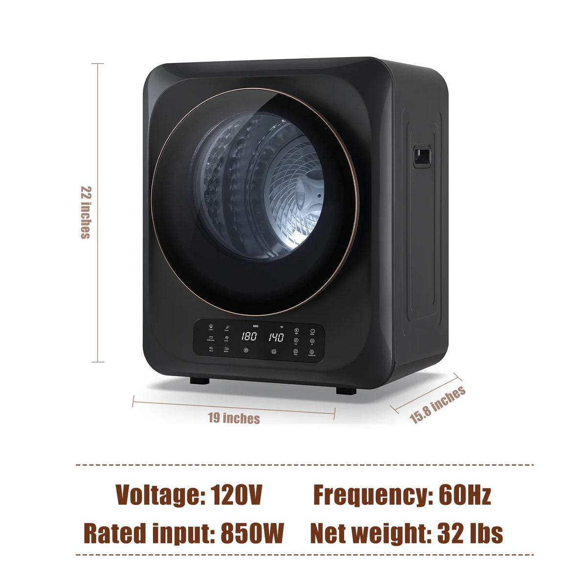 850W 1.6 Cu.ft. Electric Portable Dryer U185679