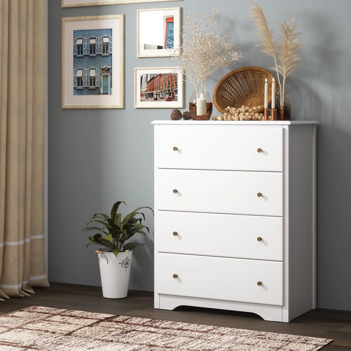 White 4 Drawer Dresser K137