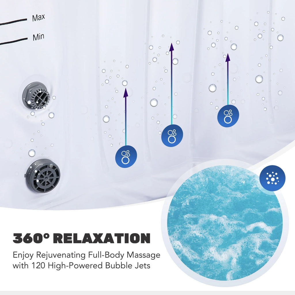 4 Person Inflatable Hot Tub Pool with Massage Jets G744179