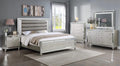 4pc Queen Size Upholstery LED Bed Dresser Mirror Nightstand Wooden Furniture Set M43780