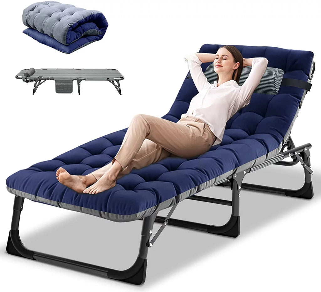 4-Fold Folding Camping Cot with Mattress and Pillow W5562