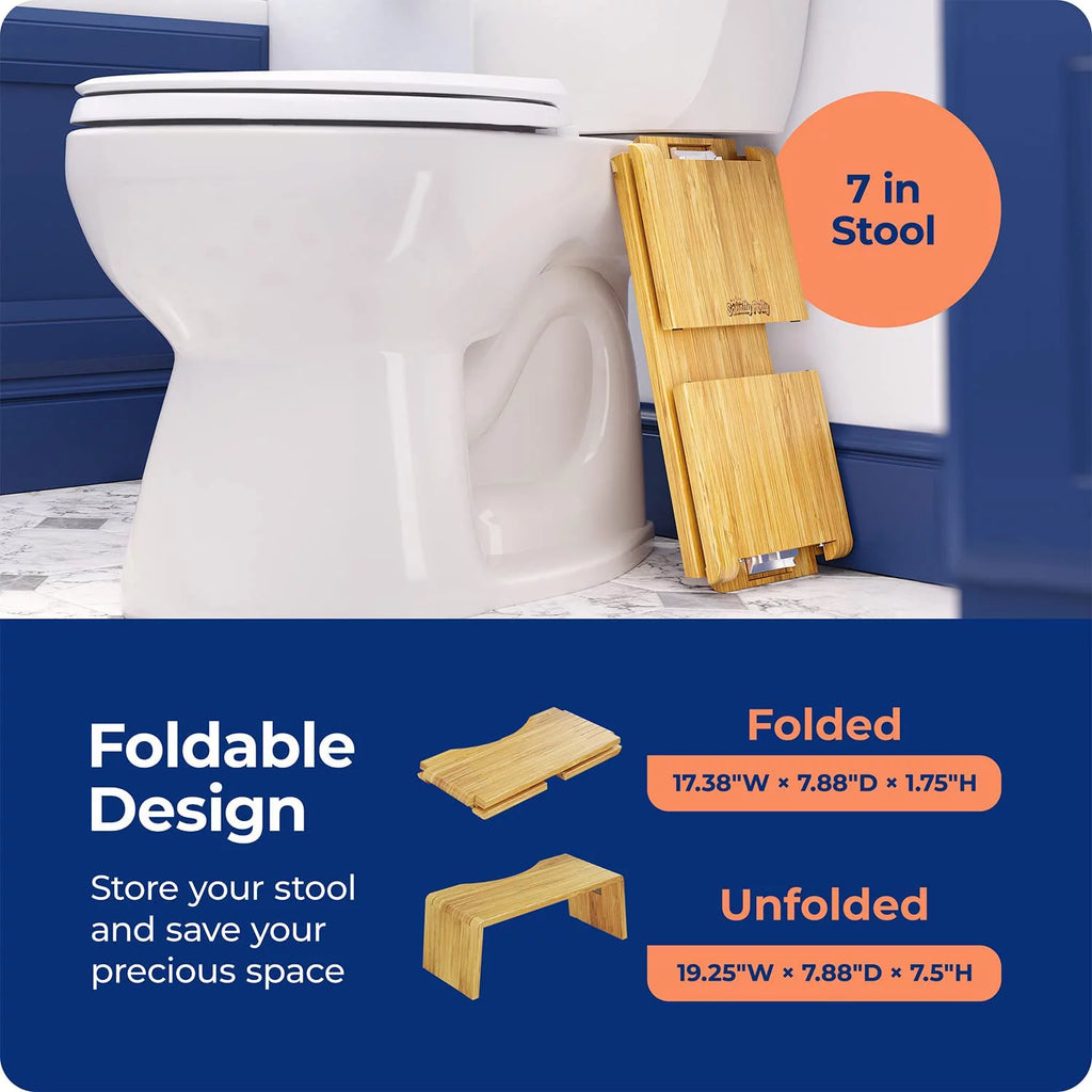Folding Bamboo Toilet Stool 7 Inches N500392