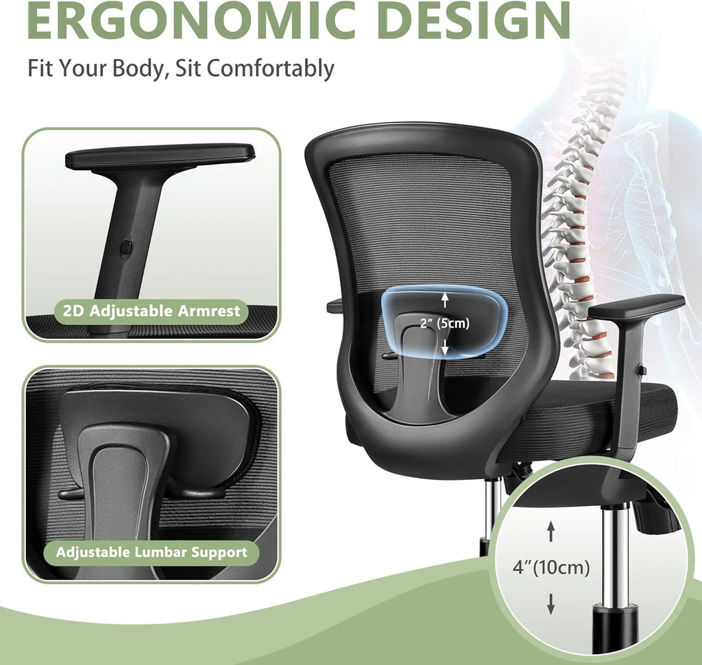 Black Ergonomic Mesh Office Chair with Lumbar Support I115