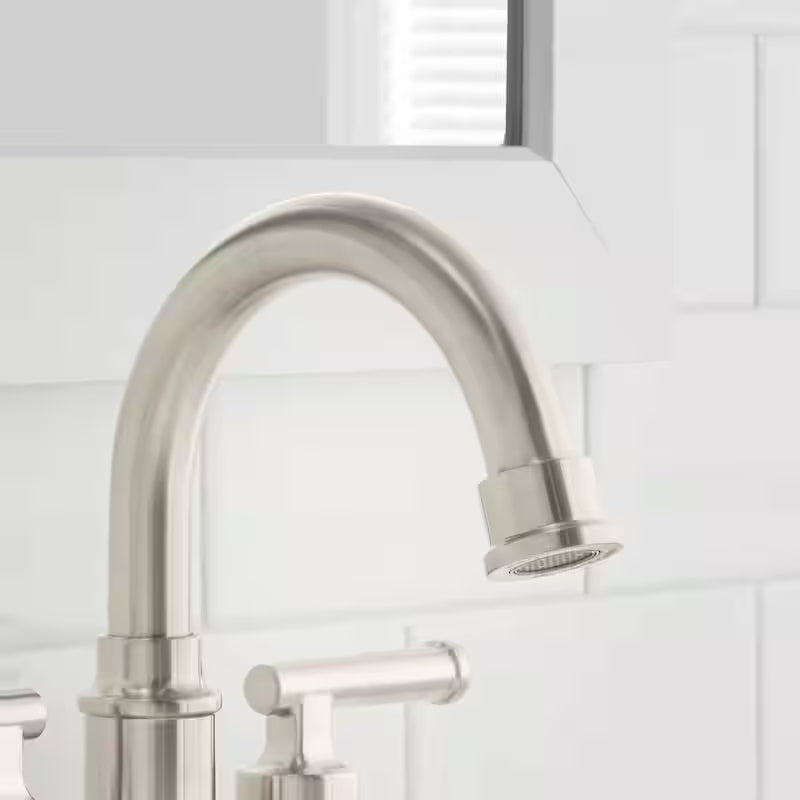 4 in. Centerset Double-Handle High-Arc Bathroom Faucet Brushed Nickel 2-Pack D65047