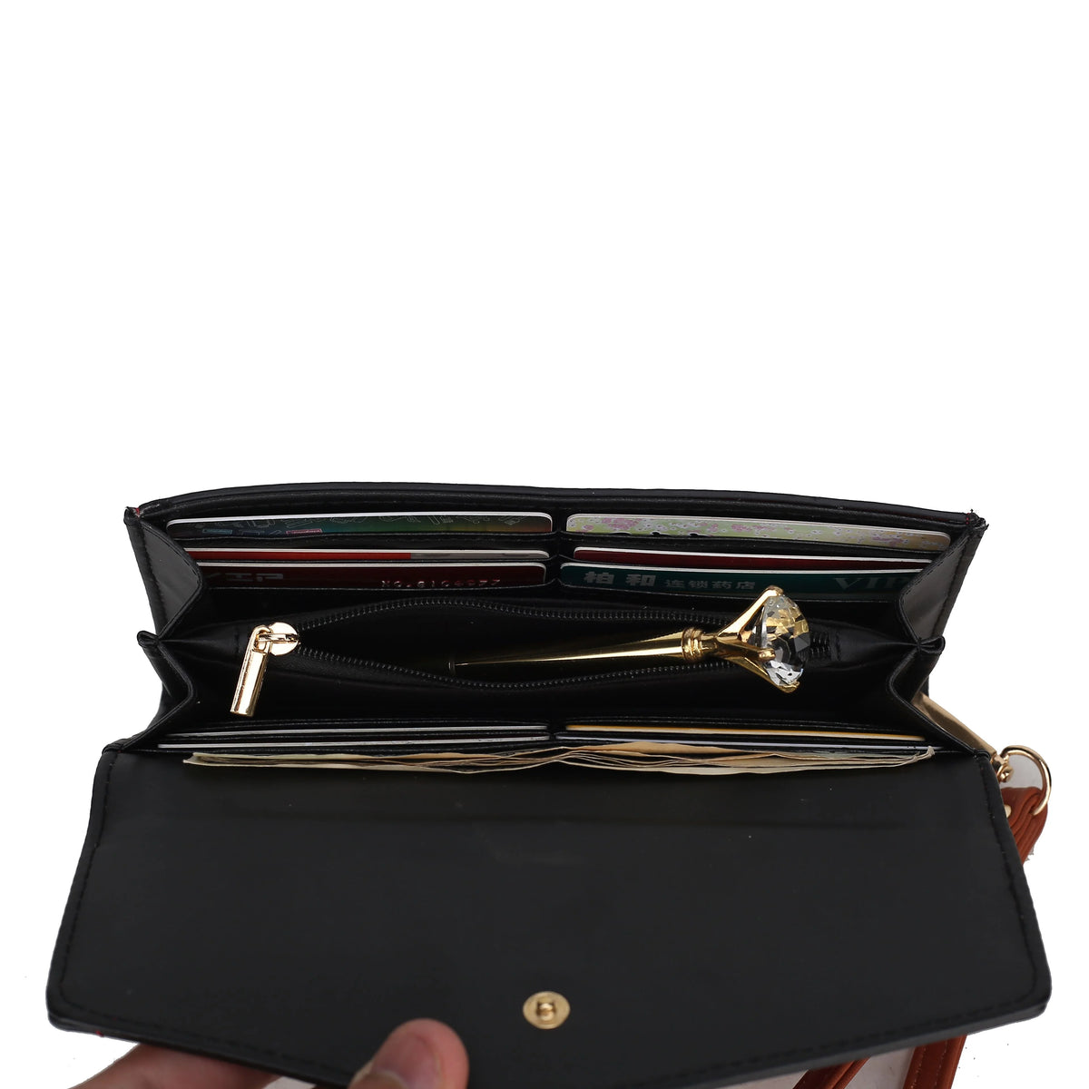 Navy Faux Leather Tote Bag and Wallet Set, 2-Piece T509