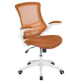 White and Tan Orange Mid-Back Swivel Ergonomic Task Office Chair with Flip-Up Arms S781745
