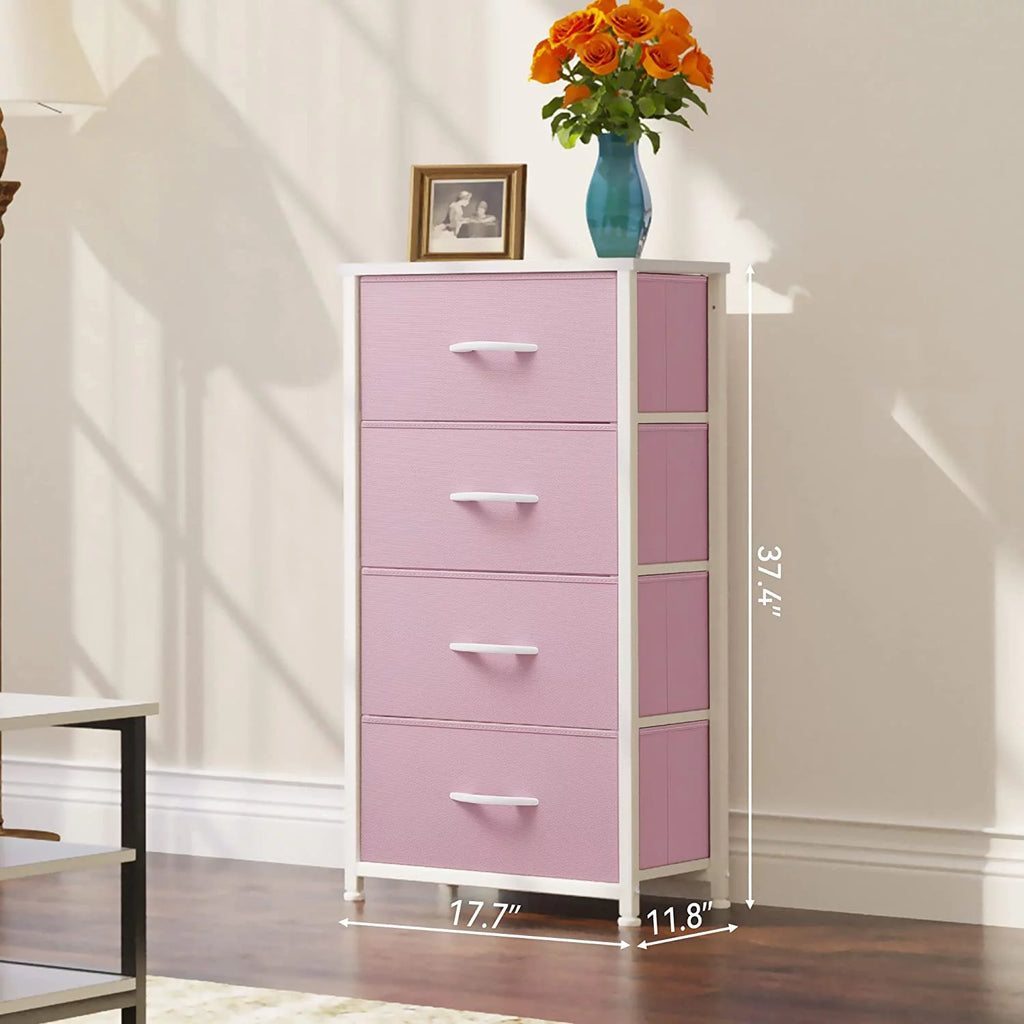 Pink 4 Drawer Fabric Dresser C55739