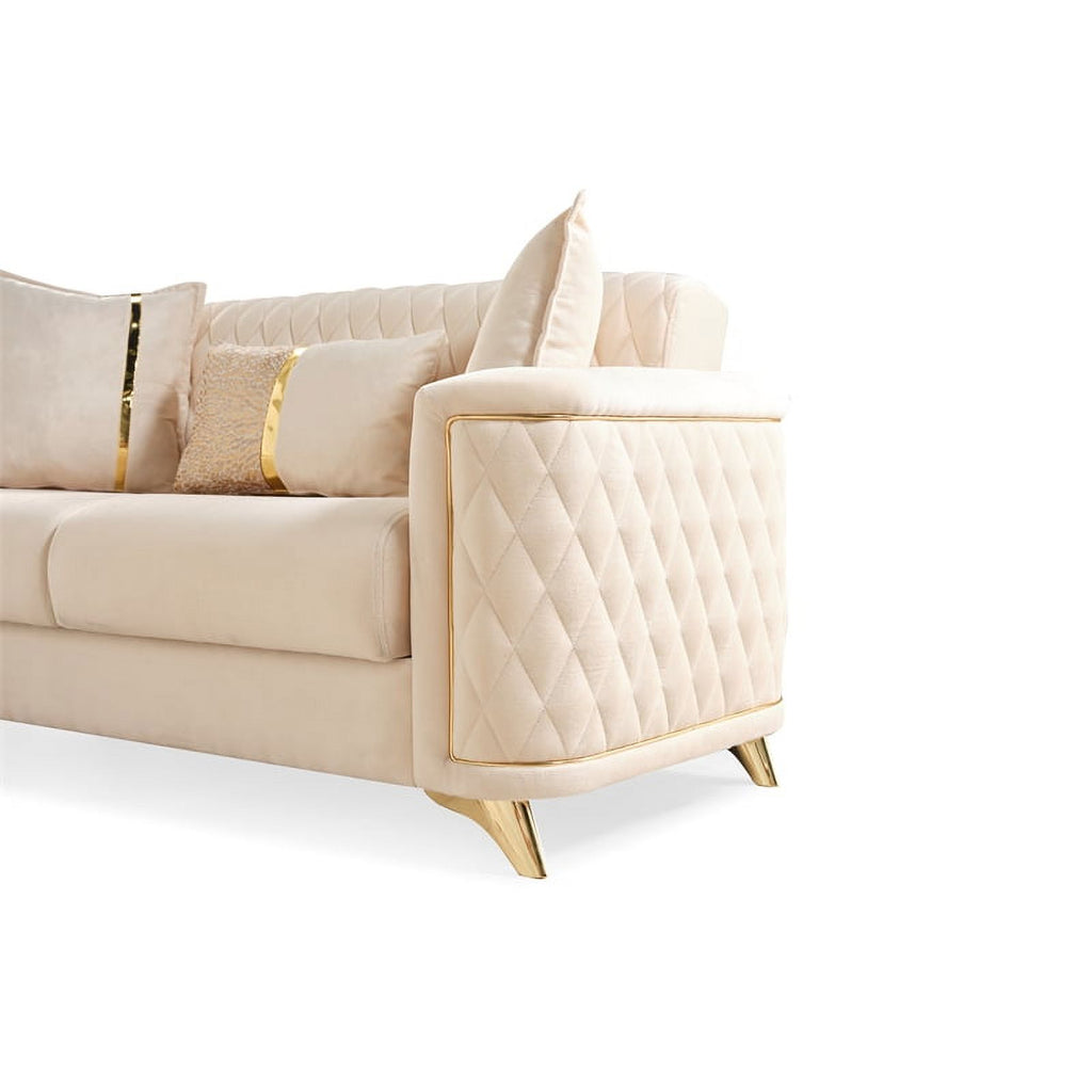 Ivory Velvet Loveseat R500806