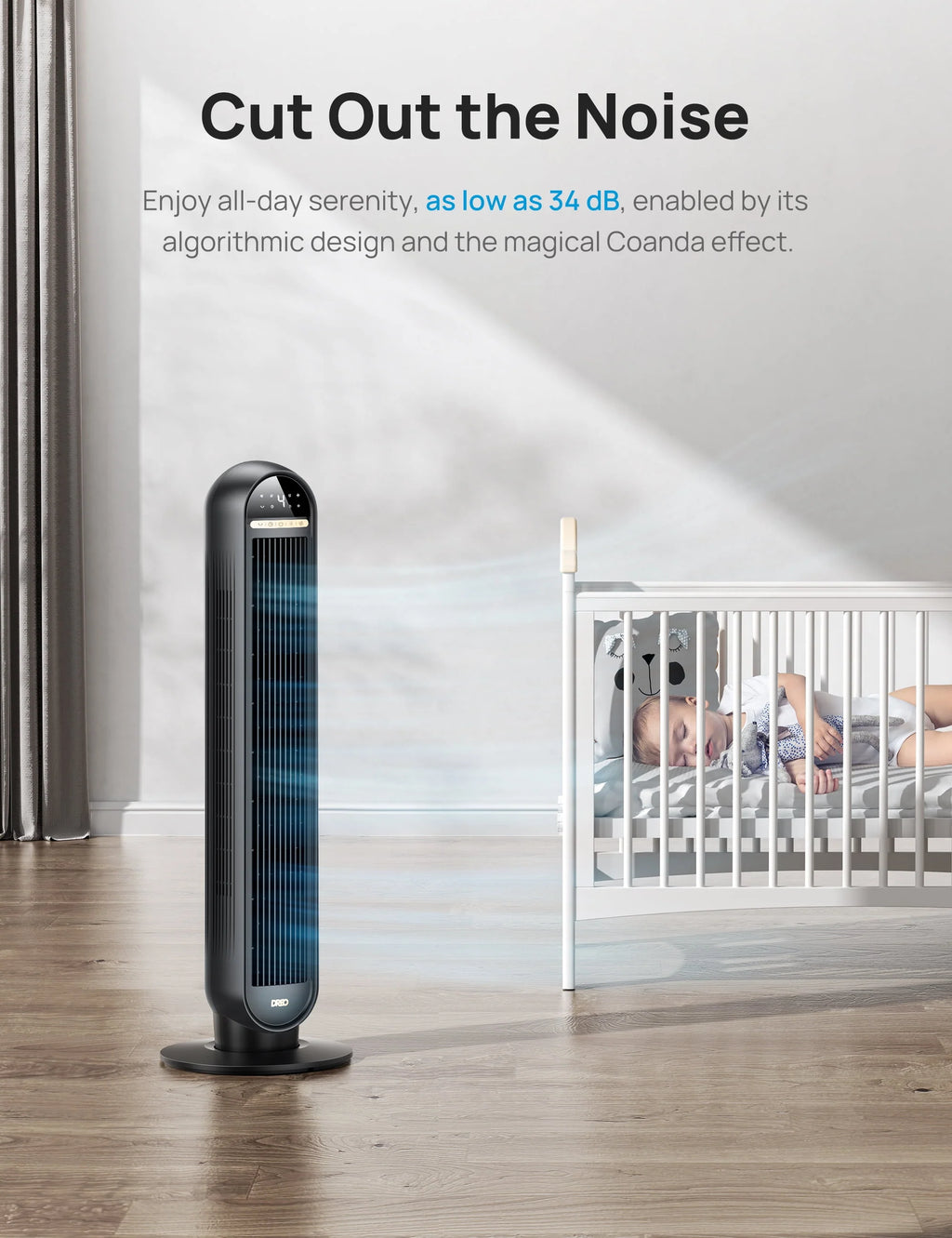 36 Standing Floor Fan with Remote, 90° Oscillating, 4 Speeds, 4 Modes S252