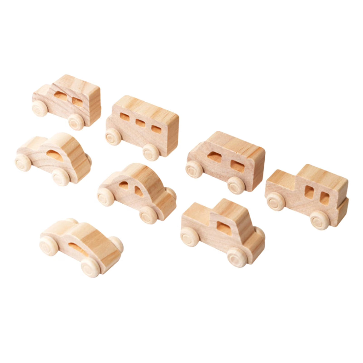 8Pcs Wooden Mini Car Building Blocks Stacking Balance Game X54110