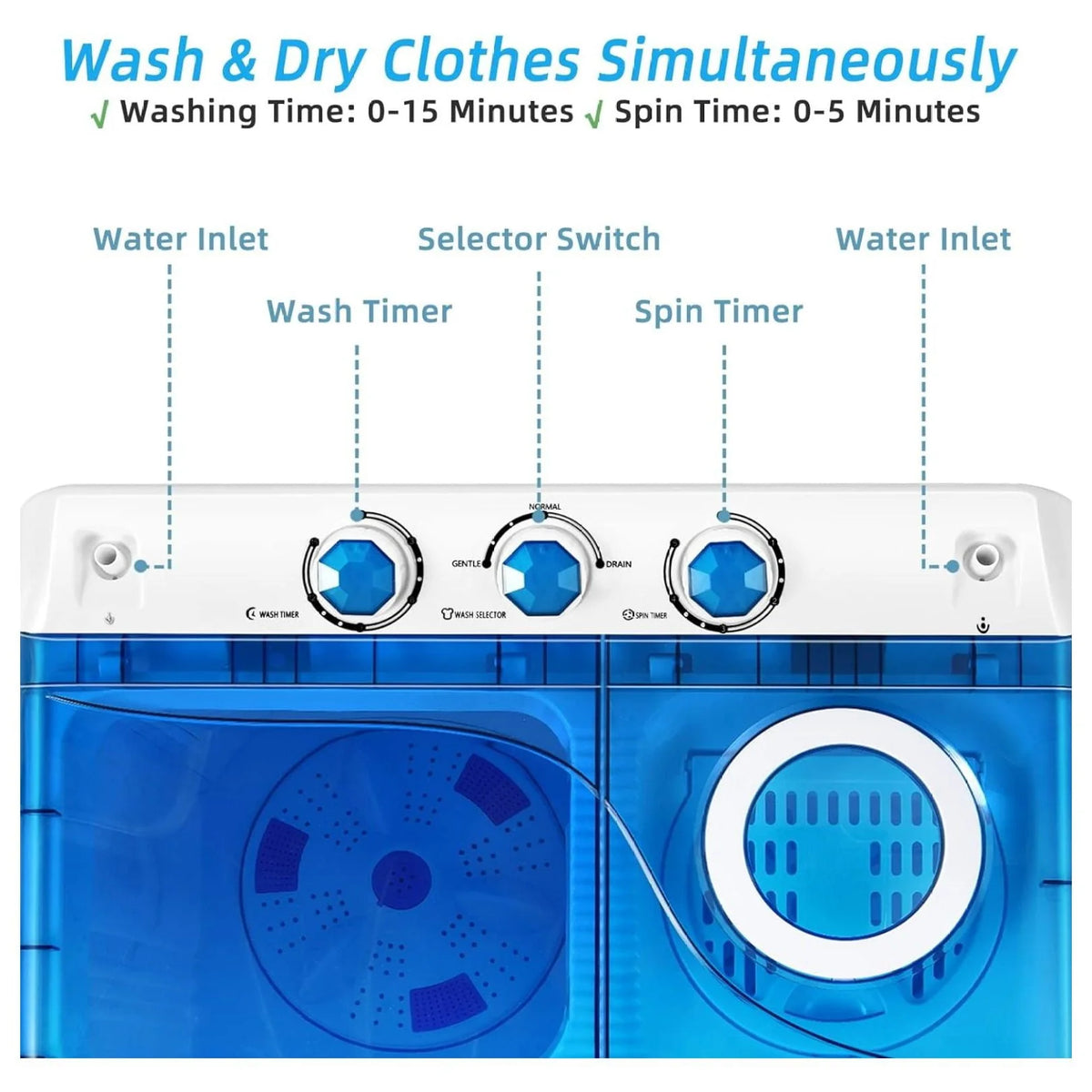 Portable 26 lbs Semi-automatic Washer and Spin Dryer Q77628