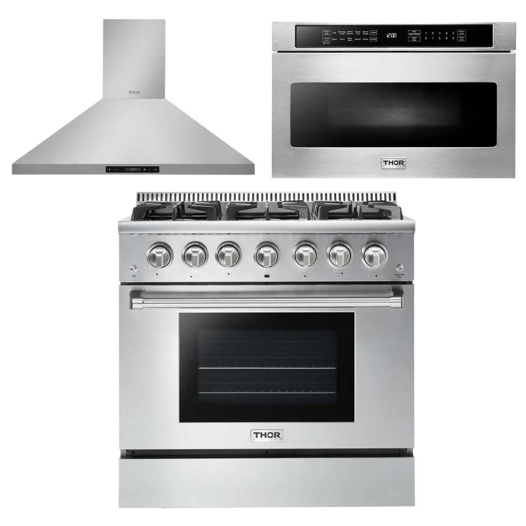 36 Gas Range, Range Hood, Microwave X472257