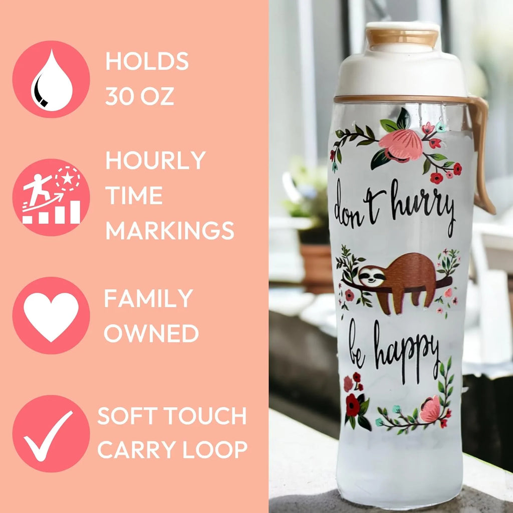BPA Free Water Bottle with Time Marker and Chug Cap T59562