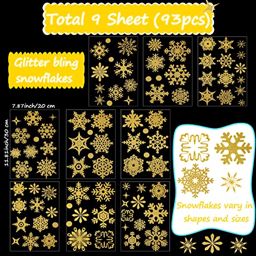 9 Sheets Snowflake Wall Decal Silver Window Clings Removable Stickers P56438