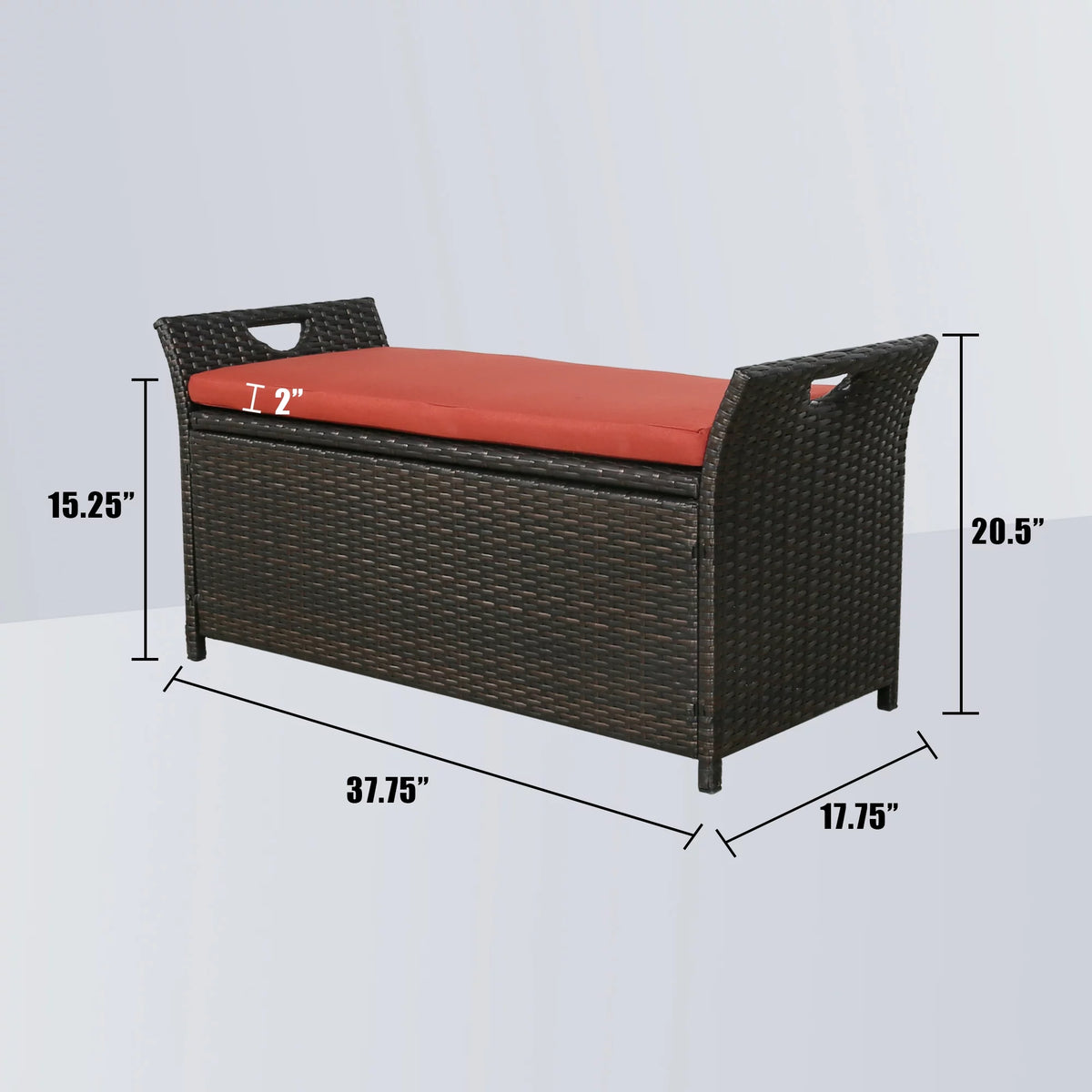 27.6 Gallon Wicker Storage Bench with Cushion W797462