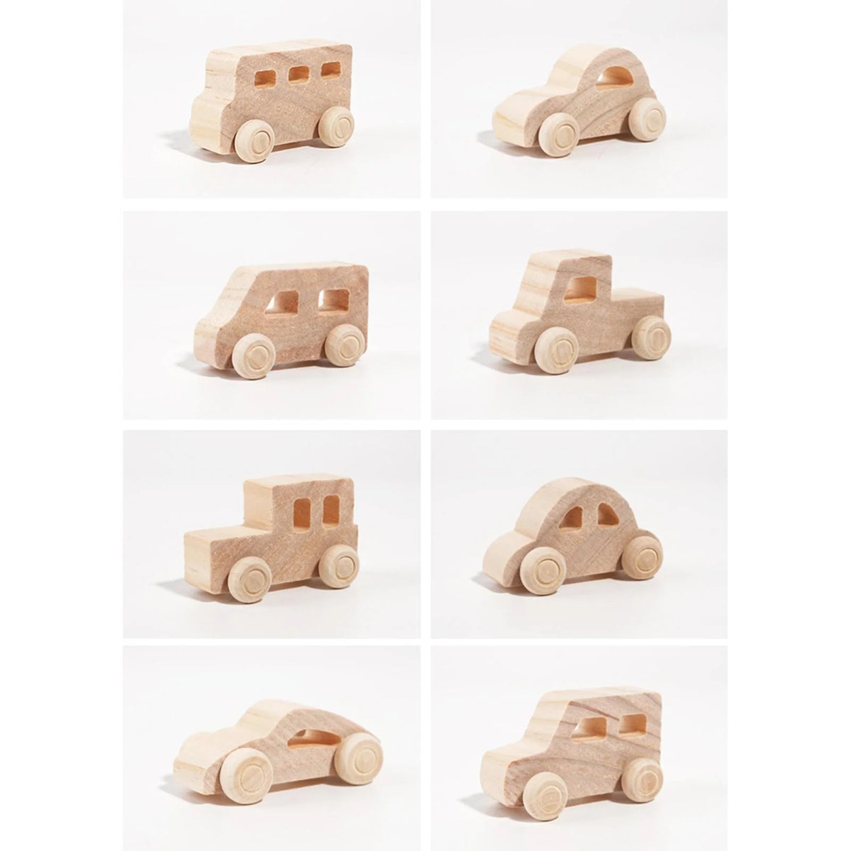 8Pcs Wooden Mini Car Building Blocks Stacking Balance Game X54110