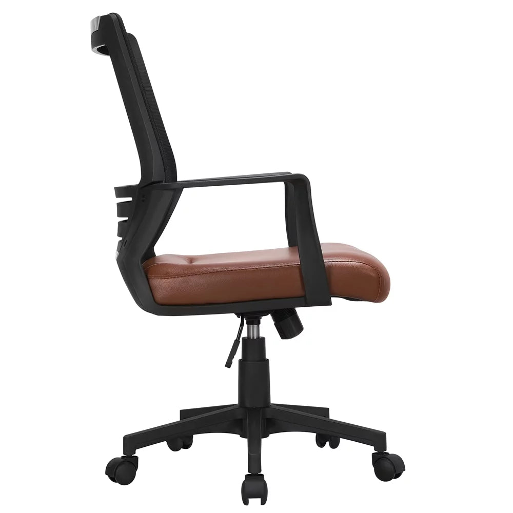 Brown Faux Leather Office Chair Set of 2 R6008
