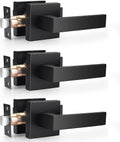 3 Pack Square Passage Door Levers in Matte Black Finish N915