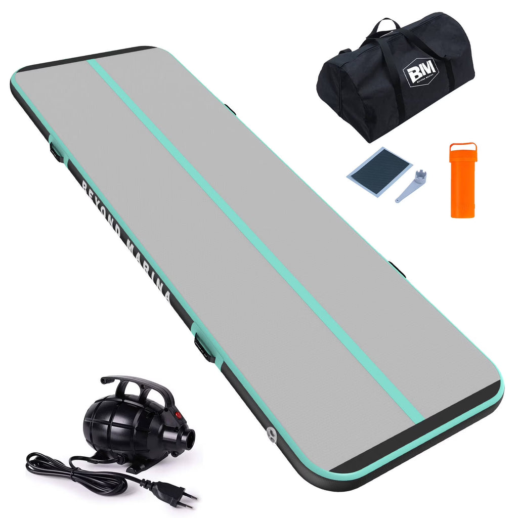 C-Green 13ft 4in Inflatable Air Tumble Track Gymnastics Tumbling Mat with Electric Air Pump T20070
