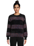 Metallic Stripe Pullover Sweater with Long Sleeves T218