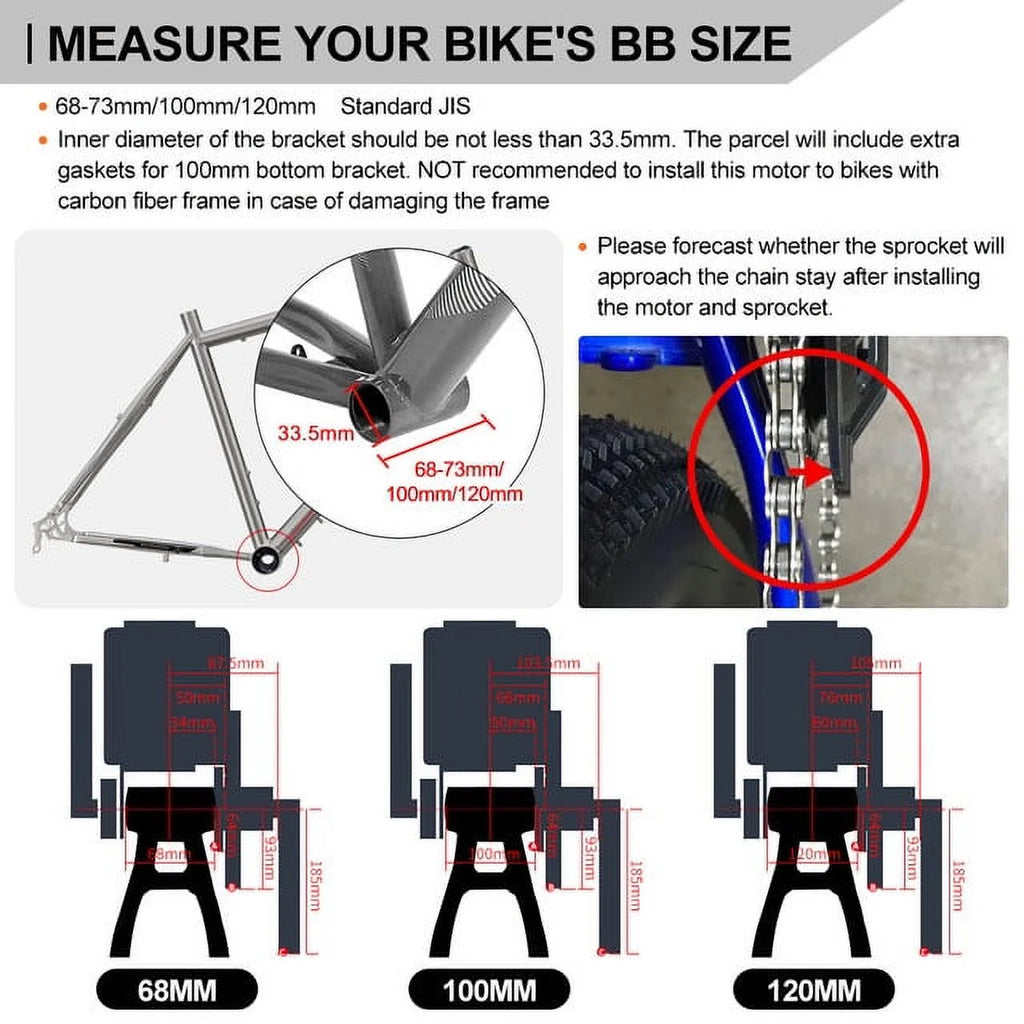 48V 1000W Bafang Mid Motor EBIKE Conversion Kit 68-73mm J315906