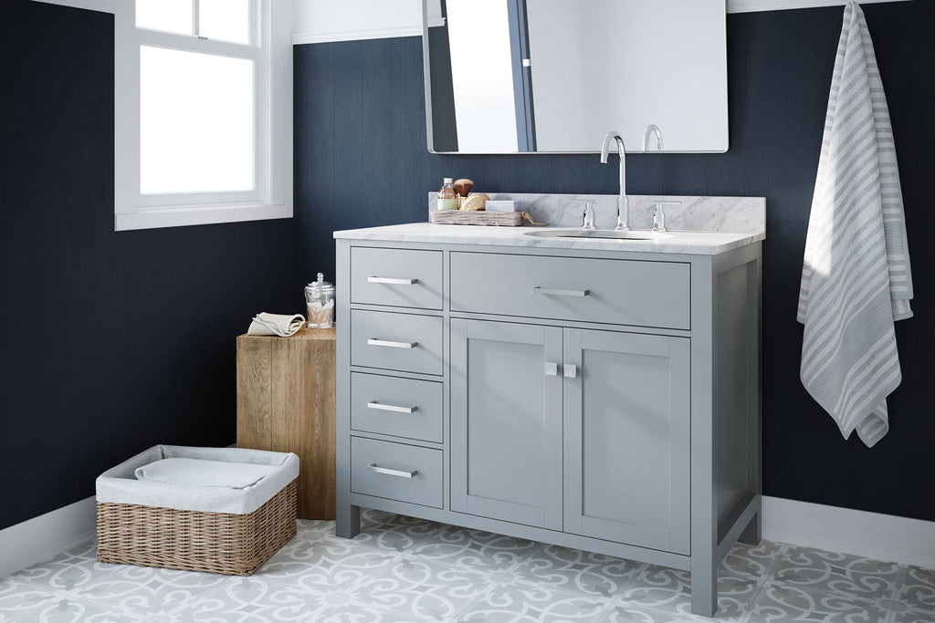 Grey Right Offset Single Sink Base Cabinet Q286688