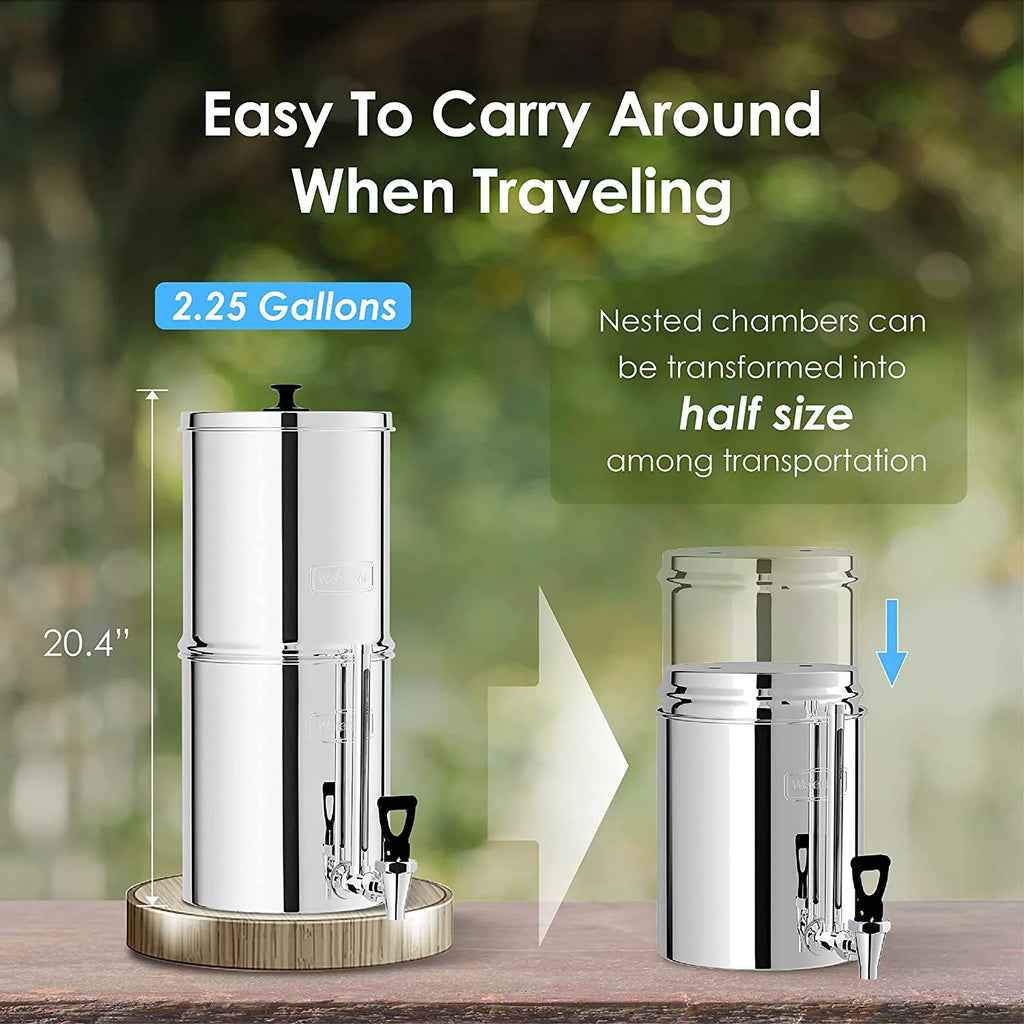Water Filter System with 4 Filters, Stainless-steel, 2.25-gallon A1478