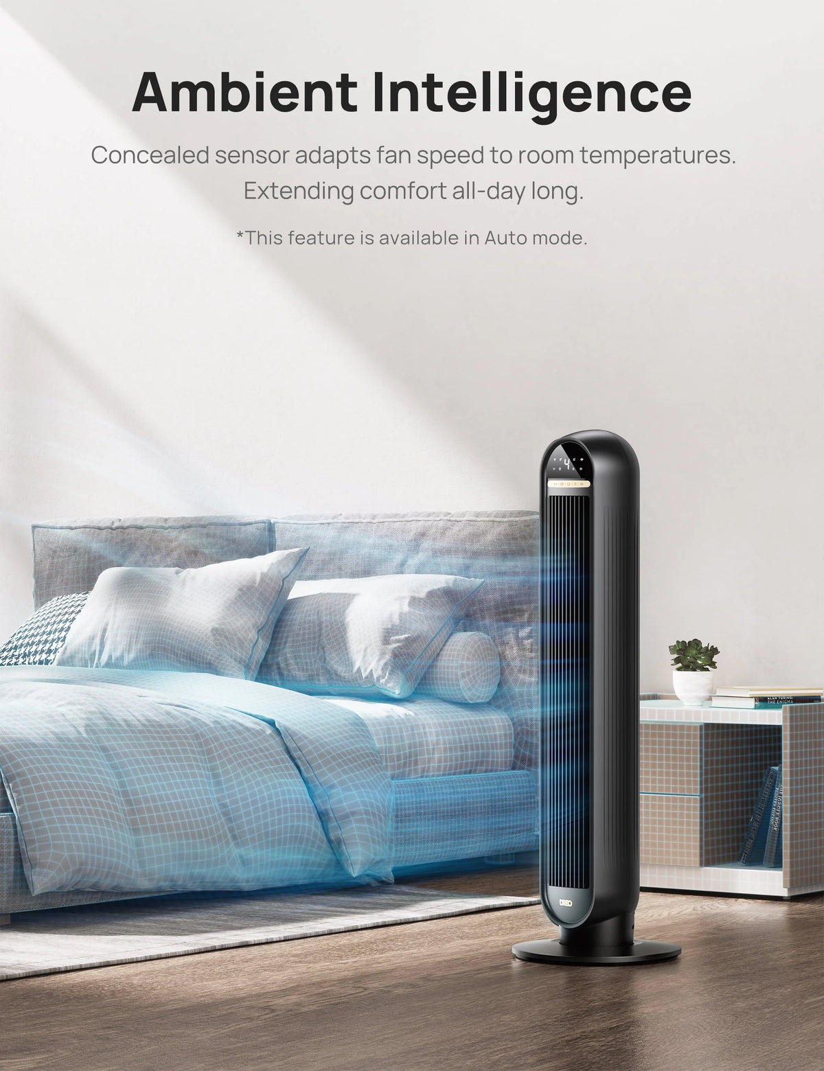 36 Standing Floor Fan with Remote, 90° Oscillating, 4 Speeds, 4 Modes S252